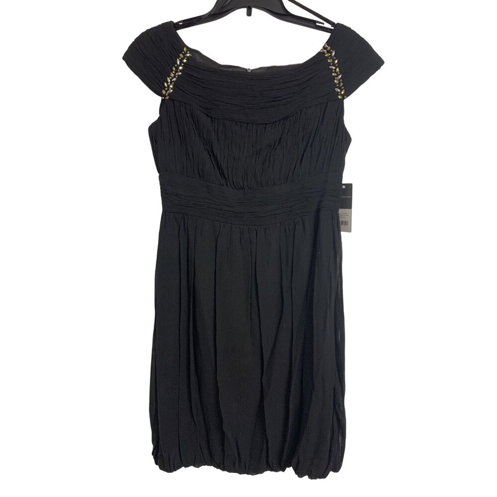 NWT Donna Ricco N.Y. Silk Embellished Boat Neck Empire Waist Formal Dress Size 1